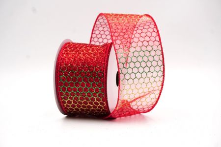 Durchsichtig - Rot holografisches Glitzer Kreuzdrahtband_KF9413GC-7-7