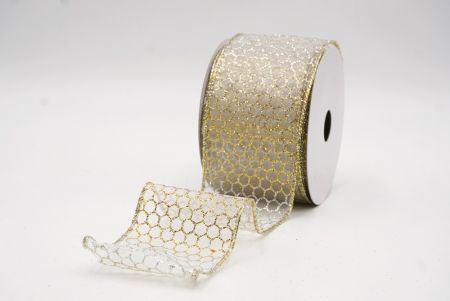 Durchsichtig - Weiß - Gold holografischer Glitzer Kreuzdrahtband_KF9413GV-1G