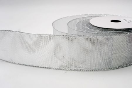 Silver_Solid Metallic Shine Wired Ribbon_KF9417G-1S