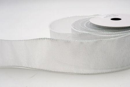 White_Solid Metallic Shine Wired Ribbon_KF9417GN-1N