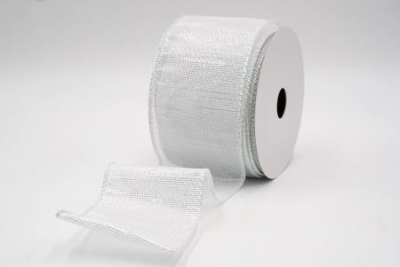 White_Solid Metallic Shine Wired Ribbon_KF9417GN-1N