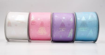 Shimmering Pastel Foil Christmas Tree Wired Ribbon - Shimmering Pastel Foil Christmas Tree Wired Ribbon