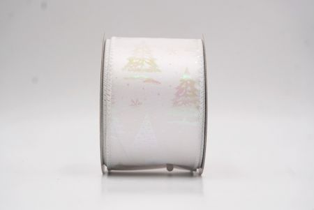 Valkoinen hohtava pastellivärinen folio joulukuusen langallinen nauha_KF9418GC-1-1