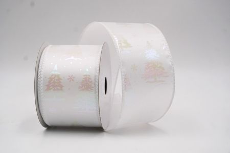 Valkoinen hohtava pastellivärinen folio joulukuusen langallinen nauha_KF9418GC-1-1