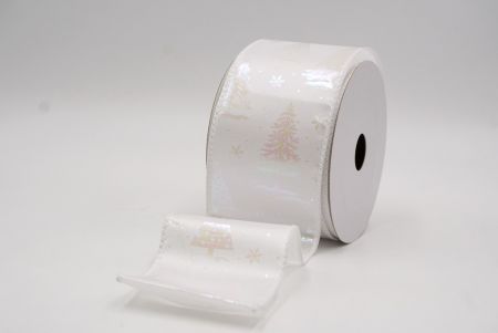 Valkoinen hohtava pastellivärinen folio joulukuusen langallinen nauha_KF9418GC-1-1