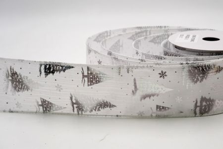 White/Silver_Festive Holiday Tree Foil Print Wired Ribbon_KF9423GC-1-1