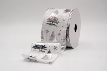 White/Silver_Festive Holiday Tree Foil Print Wired Ribbon_KF9423GC-1-1