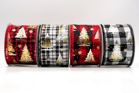 Holiday Plaid Christmas Tree Wired Ribbon - Holiday Plaid Christmas Tree Wired Ribbon