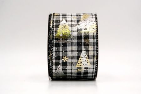 Чорний/Білий_Святковий плед Різдвяна стрічка з дротом_KF9425GC-53-53