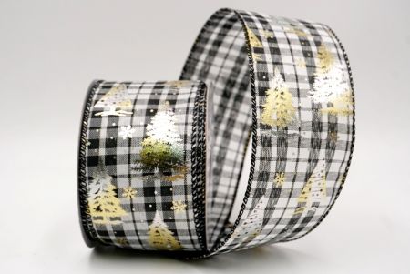 Чорний/Білий_Святковий плед Різдвяна стрічка з дротом_KF9425GC-53-53