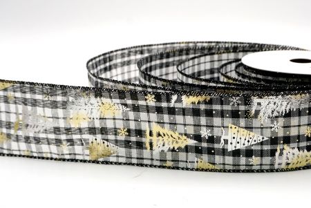 Чорний/Білий_Святковий плед Різдвяна стрічка з дротом_KF9425GC-53-53