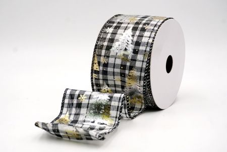 Чорний/Білий_Святковий плед Різдвяна стрічка з дротом_KF9425GC-53-53