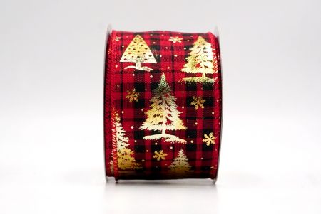 Червоний/Чорний_Святковий плед Різдвяна стрічка з дротом_KF9425GC-7-7