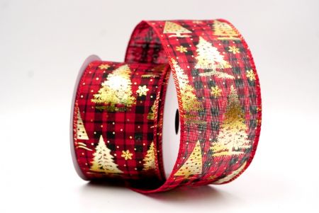 Червоний/Чорний_Святковий плед Різдвяна стрічка з дротом_KF9425GC-7-7