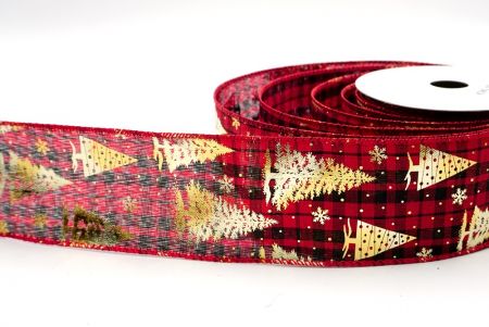 Червоний/Чорний_Святковий плед Різдвяна стрічка з дротом_KF9425GC-7-7