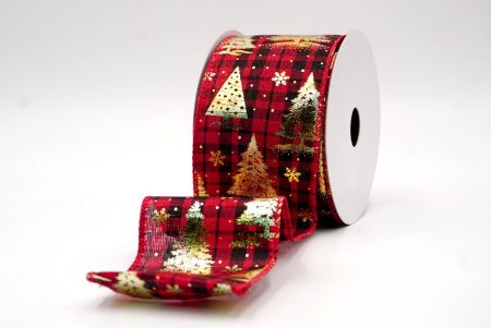 Червоний/Чорний_Святковий плед Різдвяна стрічка з дротом_KF9425GC-7-7