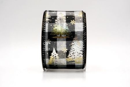 Чорний/Білий_Святковий плед Різдвяна стрічка з дротом_KF9426GC-53-53