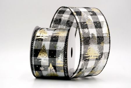 Чорний/Білий_Святковий плед Різдвяна стрічка з дротом_KF9426GC-53-53