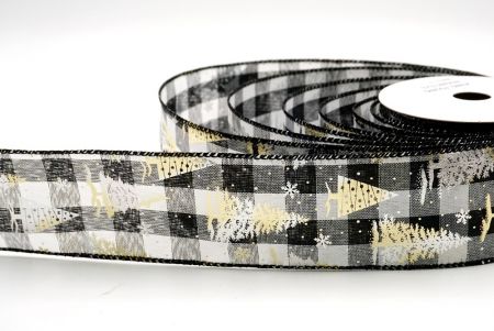 Чорний/Білий_Святковий плед Різдвяна стрічка з дротом_KF9426GC-53-53