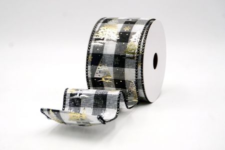 Чорний/Білий_Святковий плед Різдвяна стрічка з дротом_KF9426GC-53-53