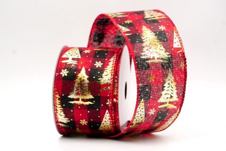 Червоний/Чорний_Святковий плед Різдвяна стрічка з дротом_KF9426GC-7-7