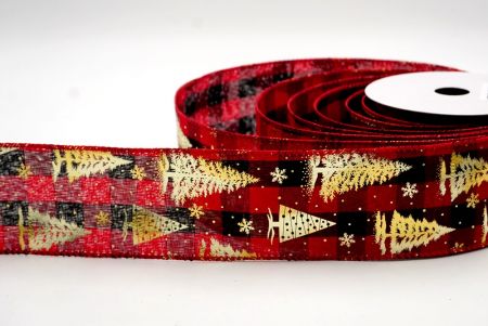 Червоний/Чорний_Святковий плед Різдвяна стрічка з дротом_KF9426GC-7-7