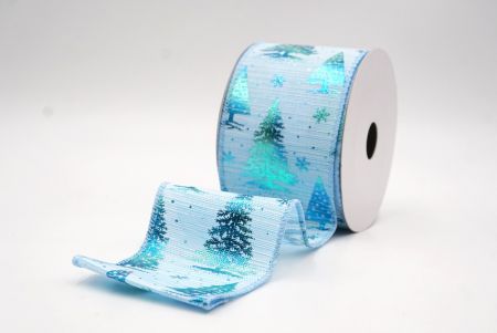 Világoskék Havas Tél Csodaország Karácsonyfa Drótos Szalag_KF9428GC-12-216