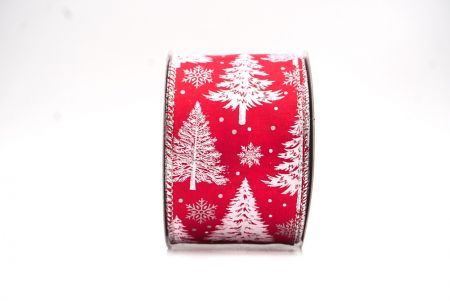 Piros - Ezüst Havas Tél Csodaország Karácsonyfa Drótos Szalag_KF9430G-7S