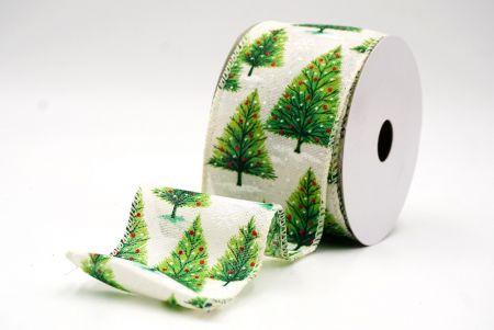 Cremeweiß glitzerndes Weihnachtsbaum Drahtband_KF9436GC-2-2