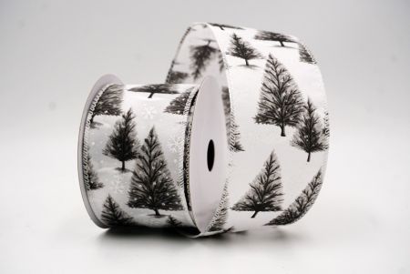 Weiß - Schwarz glitzerndes Weihnachtsbaum Drahtband_KF9437GC-1-1
