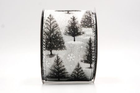 Weiß - Silber glitzerndes Weihnachtsbaum Drahtband_KF9438G-1