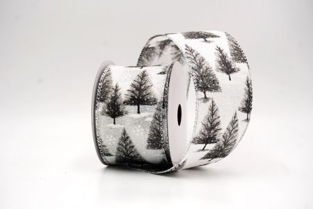 Weiß - Silber glitzerndes Weihnachtsbaum Drahtband_KF9438G-1