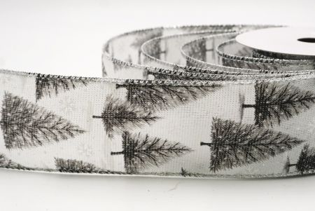 Weiß - Silber glitzerndes Weihnachtsbaum Drahtband_KF9438G-1