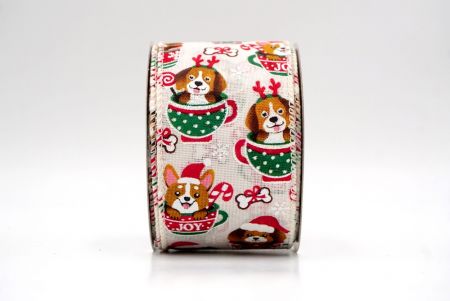 Creme_Weihnachts Woof Welpe Drahtband_KF9440GC-2-2