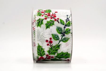 Weißes klassisches Stechpalmenblatt & Beeren Drahtband_KF9442GC-1-1