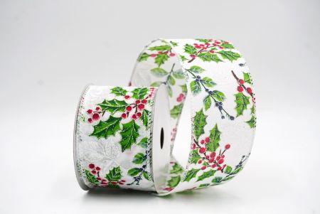 Weißes klassisches Stechpalmenblatt & Beeren Drahtband_KF9442GC-1-1