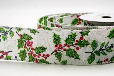 Weißes klassisches Stechpalmenblatt & Beeren Drahtband_KF9442GC-1-1