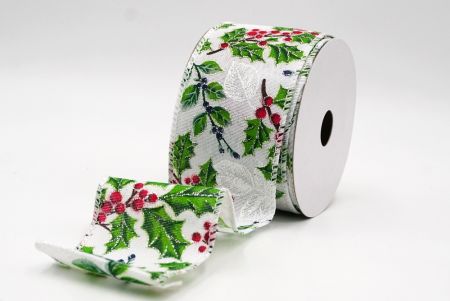 Weißes klassisches Stechpalmenblatt & Beeren Drahtband_KF9442GC-1-1