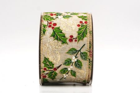 Hellbraunes klassisches Stechpalmenblatt & Beeren Drahtband_KF9443GC-13-183