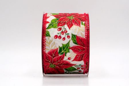 Creme/Rot_Blühende Weihnachtsstern-Drahtband_KF9444GC-2-7