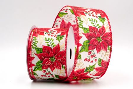 Creme/Rot_Blühende Weihnachtsstern-Drahtband_KF9444GC-2-7