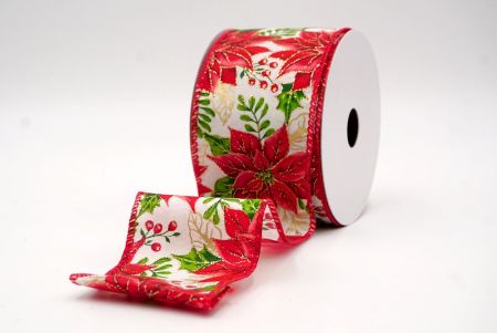 Creme/Rot_Blühende Weihnachtsstern-Drahtband_KF9444GC-2-7