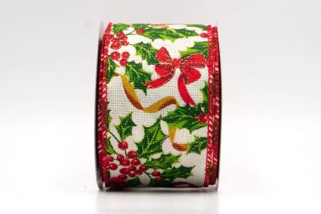 Cremeweiß - rotes Festive Poinsettia & Holly Garland Drahtband_KF9447GC-2-7