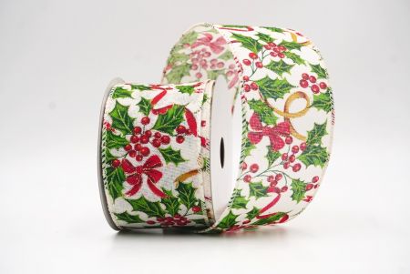 Cremeweißes Festive Poinsettia & Holly Garland Drahtband_KF9448GC-2-2