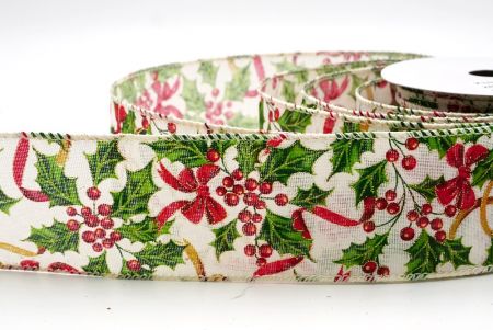 Cremeweißes Festive Poinsettia & Holly Garland Drahtband_KF9448GC-2-2