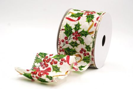 Cremeweißes Festive Poinsettia & Holly Garland Drahtband_KF9448GC-2-2