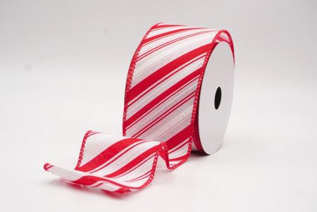 Nastro in Rame a Strisce Candy Cane Bianche e Rosse & Pois_KF9449GC-1-7