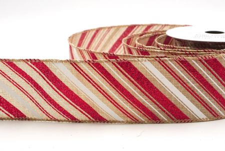 Nastro in Rame a Strisce Candy Cane Marrone Chiaro & Pois_KF9450GC-13-183