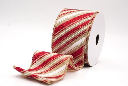 Nastro in Rame a Strisce Candy Cane Marrone Chiaro & Pois_KF9450GC-13-183