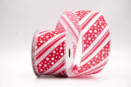 Nastro in Rame a Strisce Candy Cane Bianche & Pois_KF9451GC-1-1